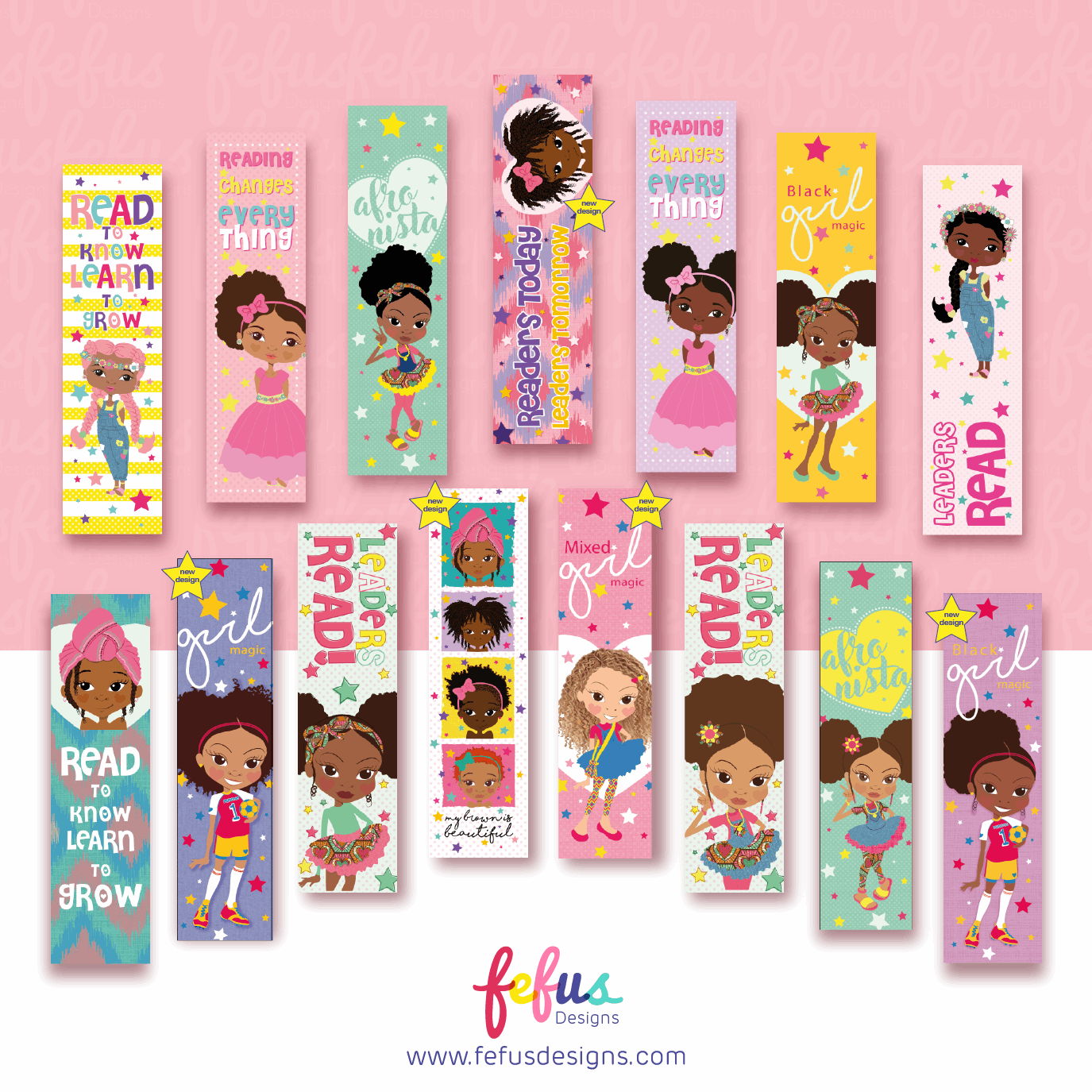 4 Brown Girls - Black Girls Bookmarks | Fefus designs