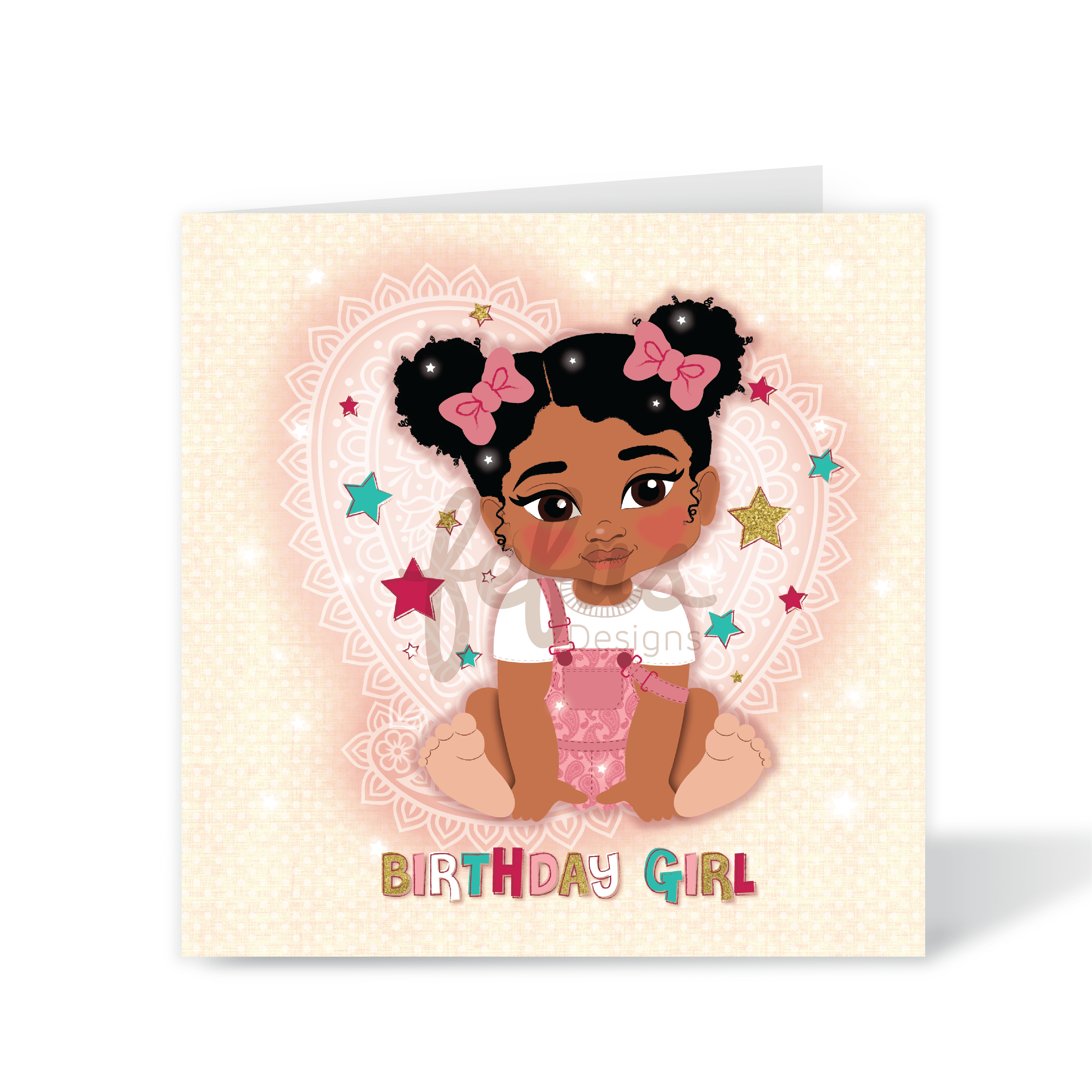 Adorable Blindian Baby Girl Birthday Card  | Fefus Designs 72