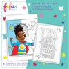 Diverse Representation in Colouring Pages – A selection of hand-drawn illustrations showcasing African American and Black British boys in empowering poses, ready to be brought to life with colour.