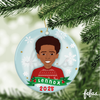 Personalised 2025 Brown Boy Joy Christmas Bauble | Fefus Designs