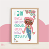 I AM AFFIRMATION PINKY BRAIDS WALL ART | Fefus Designs