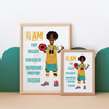 Kyrese - I AM AFFIRMATION FOOTBALL WALL ART | Fefus Designs