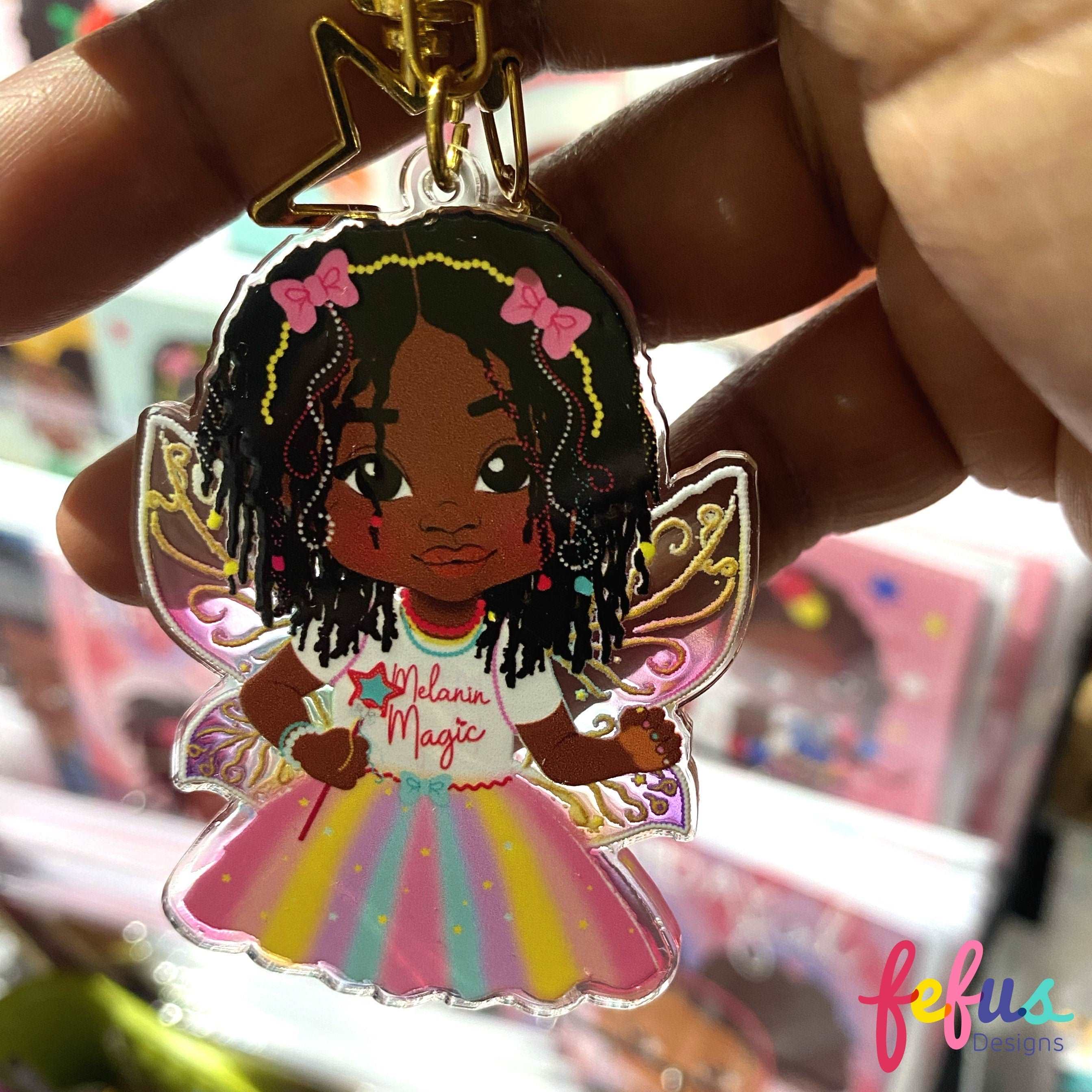 Rasta Fairy Magic Keyring – Empowering Kids with Joyful Diversity! Perfect Bag Charm Gift | Fefus Designs